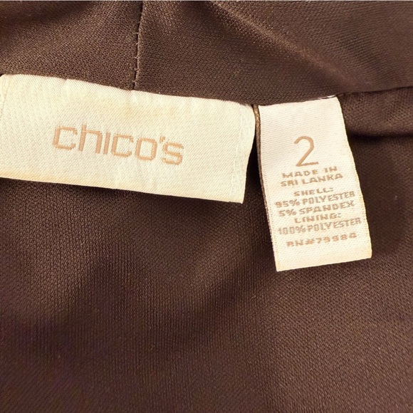 Chicos 2 (L 12/14) Maxi Dress Brown Ivory Medallion Geometric Print Sleeveless - Picture 9 of 11